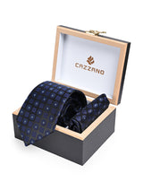 BLACK BLUE TIE & POCKET SQUARE