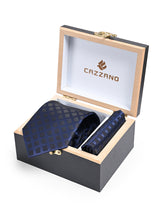 NAVY BLACK TIE & POCKET SQUARE