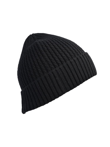 Black Premium Woollen Winter Cap for Men | Soft Knit Beanie by Cazzano
