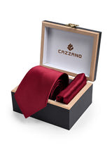 BURGUNDY TIE & POCKET SQUARE