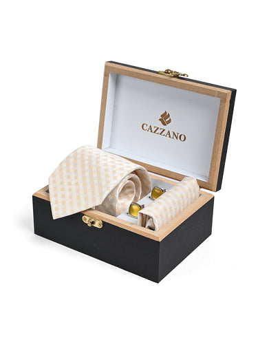 IVORY GOLD DIAMOND TIE SET