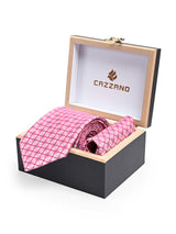 PINK CHECKED TIE & POCKET SQUARE