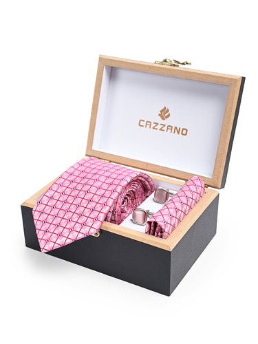 The Sharp Pink Professional Set – Microfiber Necktie & Cufflink Collection