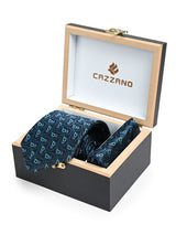 BLACK TEAL TIE & POCKET SQUARE