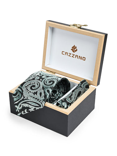Cazzano Designer Printed  Tie & Pocket Square Set for Groom and Wedding Guests