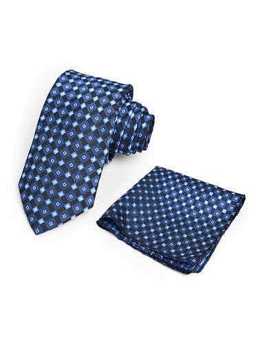 Cazzano Checked Premium Microfiber Tie & Pocket Square Set with Luxury Box