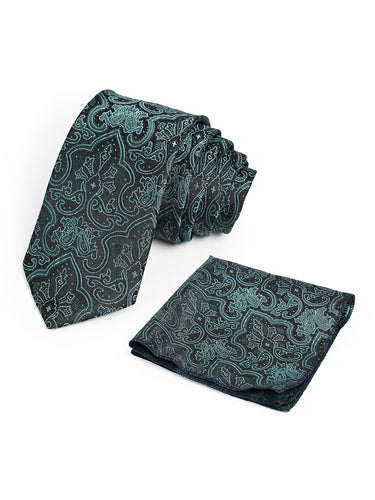 Cazzano Designer Printed  Tie & Pocket Square Set for Groom and Wedding Guests