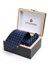 BLACK BLUE TIE & POCKET SQUARE
