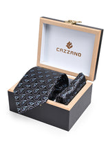 BLACK BLUE TIE & POCKET SQUARE