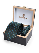 BLACK TEAL TIE & POCKET SQUARE