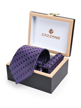 PURPLE BLACK TIE & POCKET SQUARE