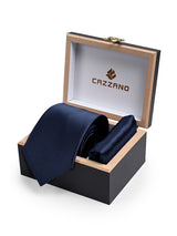 NAVY BLUE TIE & POCKET SQUARE