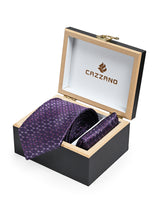 PURPLE BLACK TIE & POCKET SQUARE