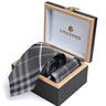 BLACK GREY TIE WITH POCKET SQUARE