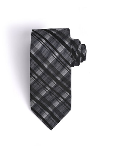 BLACK & GREY PLAID TIE
