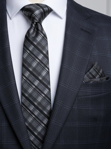CLASSIC PLAID TIE WITH POCKET SQUARE