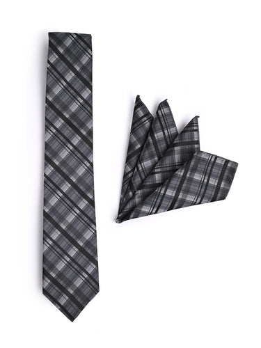 CLASSIC PLAID TIE WITH POCKET SQUARE