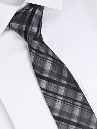 BLACK & GREY PLAID TIE