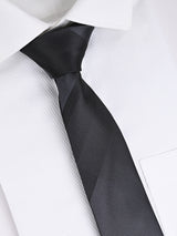 BLACK TEXTURED STRIPED NECKTIE