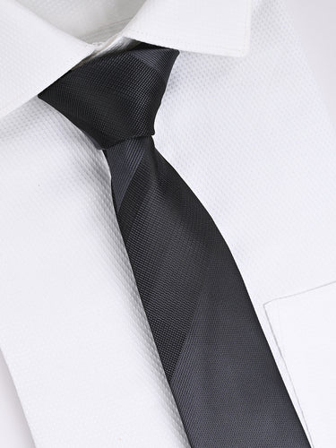 BLACK TEXTURED STRIPED NECKTIE