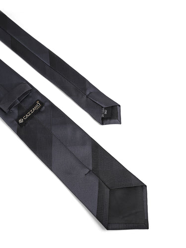 BLACK TEXTURED STRIPED NECKTIE
