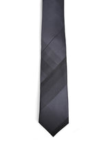 BLACK TEXTURED STRIPED NECKTIE