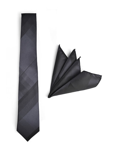 BLACK TIE WITH POCKET SQUARE