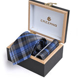 PLAID CHECK TIE WITH POCKET SQUARE