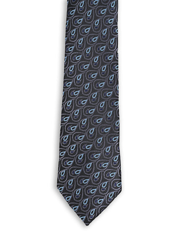 CHARCOAL SILVER MOTIF NECKTIE