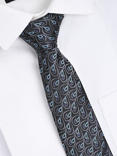 CHARCOAL SILVER MOTIF NECKTIE