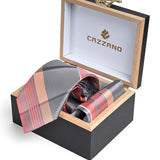 CORAL GREY TIE WITH POCKET SQUARE