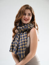 MUSTARD NAVY WOVEN STOLE