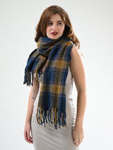 NAVY BROWN CHECKED STOLE