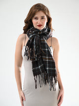 BLACK TEAL CHECKED STOLE