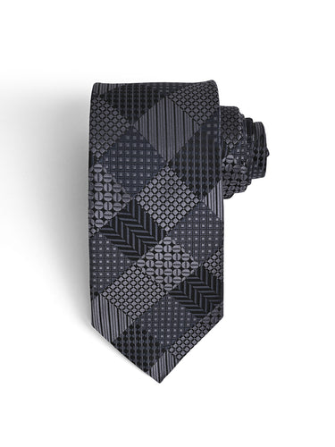GREY PATCHWORK TIE