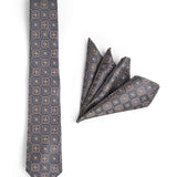 GREY TIE WITH POCKET SQUARE