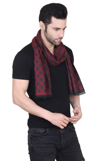 Cazzano Men Checked Woolen Muffler – Windproof Winter Neck Wrap