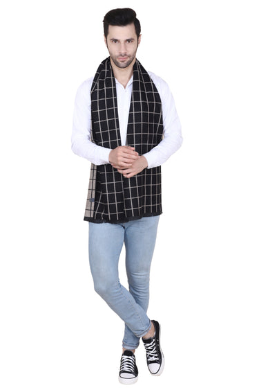 Cazzano Black Checked Woolen Muffler – Contemporary Men Fashion