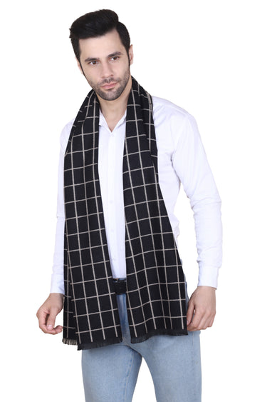 Cazzano Black Checked Woolen Muffler – Contemporary Men Fashion