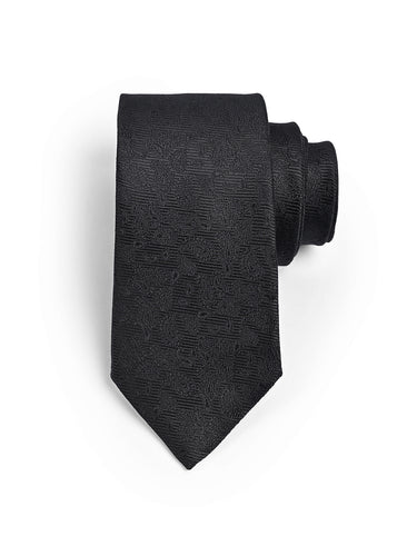 JET BLACK JACQUARD NECKTIE