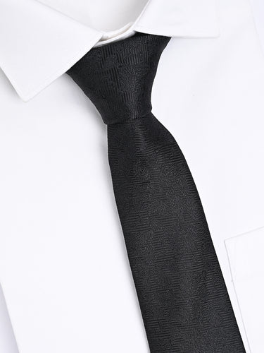 JET BLACK JACQUARD NECKTIE