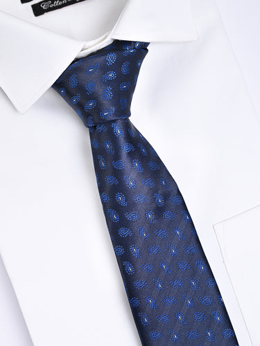 NAVY AZURE MOTIF PRINTED NECKTIE