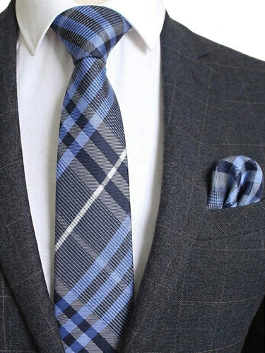BLUE DIAGONAL PLAID TIE 