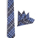 BLUE PLAID TIE WITH POCKET SQUARE