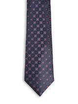 NAVY CRIMSON JACQUARD NECKTIE