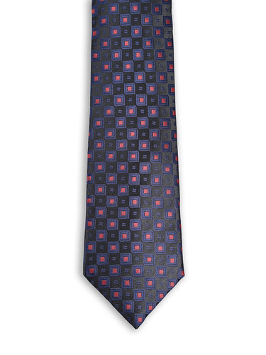 NAVY CRIMSON JACQUARD NECKTIE