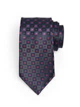 NAVY CRIMSON JACQUARD NECKTIE