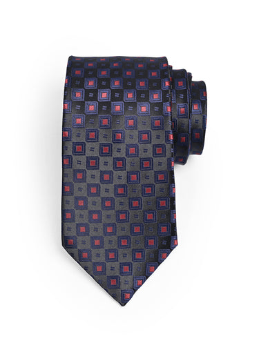 NAVY CRIMSON JACQUARD NECKTIE
