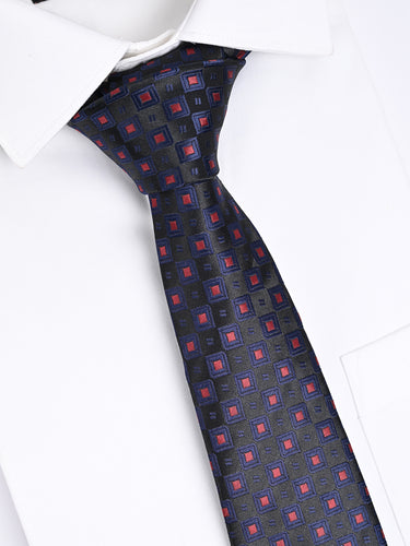 NAVY CRIMSON JACQUARD NECKTIE