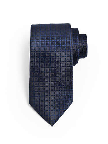 NAVY MOSAIC JACQUARD NECKTIE
